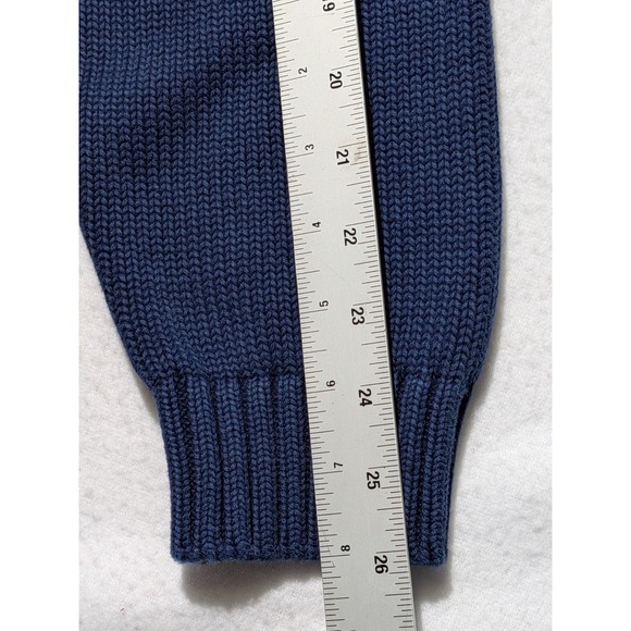Cutter & Buck Blue Cotton Sweater XL Chunky Knit Elbow Patch - Picture 12 of 13